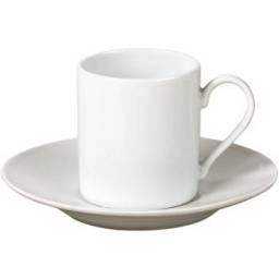 Taza de cafe c/plato 90 ml porcelana blanca Selecta