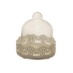 Campana de vidrio y base de metal D 11 cm.