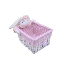 Cesto Canasto Rattan con peluche 20 x 16 x 13 cm.