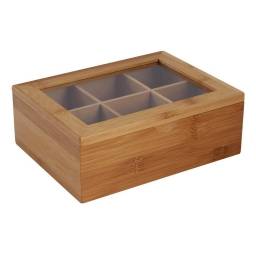 Caja para Te 6 divisiones Bamboo con tapa.