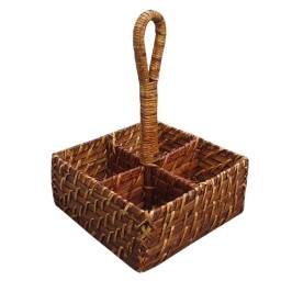 Cesta 4 divisiones para Te bamboo rattan.