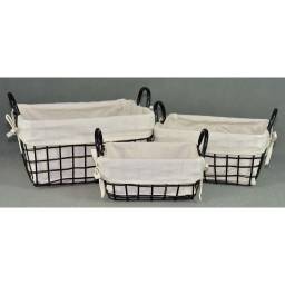 Canasta metal con tela y asas Selecta 31 x 21 x 25 altura.