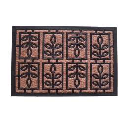 Alfombra felpudo coco y goma 40 x 60 x 1 cm. Hojas