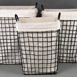 Canasto metal forrado con tela 40 x 31 x 63 cm
