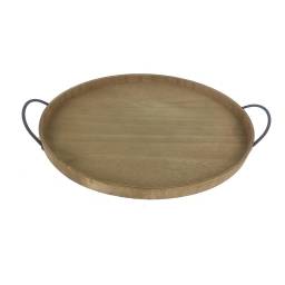 Bandeja de madera oval con manijas 45 x 31 x 6 cm.