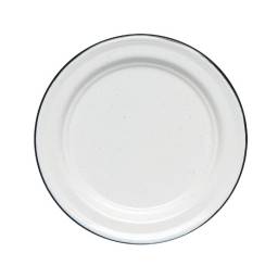 Plato de acero vitrificado 26 cm blanco borde negro Cinsa