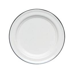 Plato acero vitrificado 32 cm blanco con borde negro Cinsa