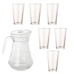 Jarra + 6 Vaso vidrio refresco 480 ml Cavana Crisa.