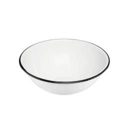 Bowl 1 L Acero vitrificado Blanco con Borde Negro Cinsa