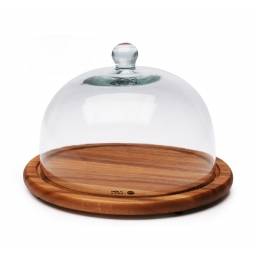 Quesera de madera con campana de vidrio 29.5x21 cm Billi