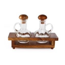 Set Aceitera y vinagrera 9.5x23x15 cm Soporte madera Billi