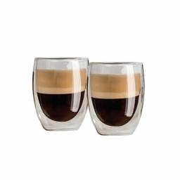 Vaso doble pared 400 ml Vidrio templado Bastiani Set x2