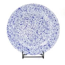 Plato llano 26 cm Acero vitrificado Blanco con azul