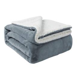 Manta reversible FlannelSherpa 127x152 cm Celeste