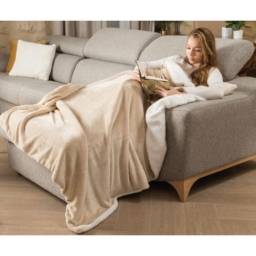 Manta reversible FlannelSherpa 127x152 cm Beige