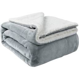 Manta reversible Flannel/Sherpa 127x152 cm Gris