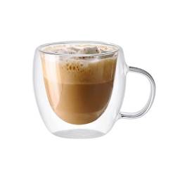 Taza mug de Vidrio C Asa 80 ml Doble Pared