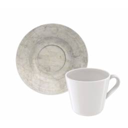 TAZA DE T CON PLATO 185ML PORCELANA TRAVERTINO TRAMONTINA