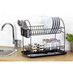 Escurridor Doble con Bandeja 21x28x35 cm Cromado