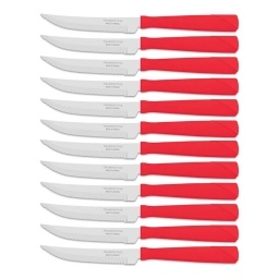 Cuchillo de Asado Rojo New Kolor X 12 Unidades Tramontina