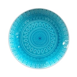 Plato de Postre 21 cm Vidriado con Diseo Turquesa