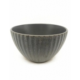 Bowl 14 cm Cermica Gris Moteado Borde con Textura Lneas