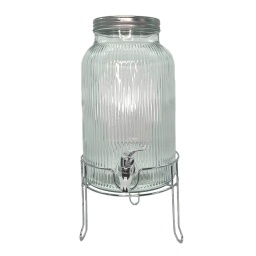 Dispensador de bebidas 5 Lts Vidrio Facetado con Soporte