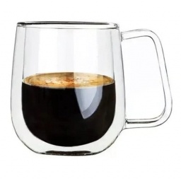 Taza Mug de Vidrio con Asa 250 ml Doble Pared