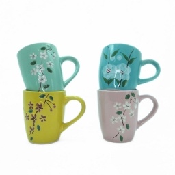 Taza Mug Cermica floreada 355 ml - Colores Surtidos