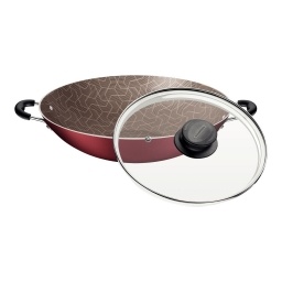 Wok 32 cm con tapa de vidrio Paris Bordeaux Tramontina