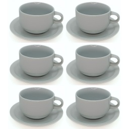 Taza de T� 220 ml con plato Cer�mica Blanca BG Kit x6