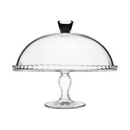 Plato para torta 32.2 cm con cpula Vidrio Macaron Pasabahce
