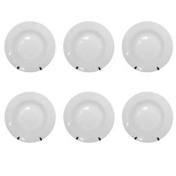 Plato hondo 23,3 cm kit x 6 cer�mica blanca BG
