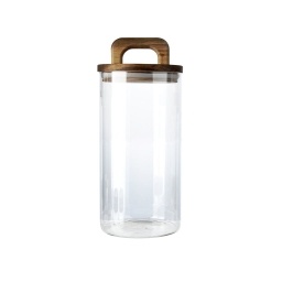 Recipiente de vidrio 1.2 Lt con tapa de madera