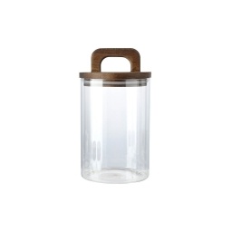 Recipiente de vidrio 800 ml con tapa de madera