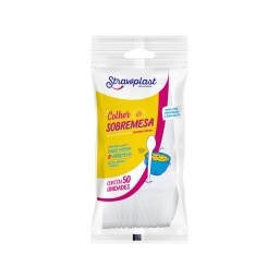 Cuchara Plstica Descartable para postre Blanca Pack x50