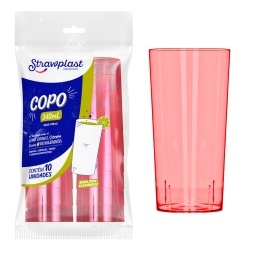 Vaso Acrlico Descartable 340 ml Rojo Nen Pack x10