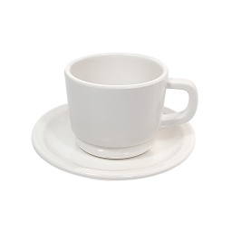Taza de T con plato melamina 220 ml Blanco