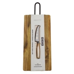 Set tabla madera acacia con cuchillo de queso 39x19x1.5cm