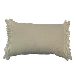 Almohadon 30x50cm flecos vertical blanco/beige
