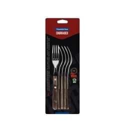 Tenedor de Mesa 20.5 chuletero Madera Castaa  Set x6 Polywood Tramontina