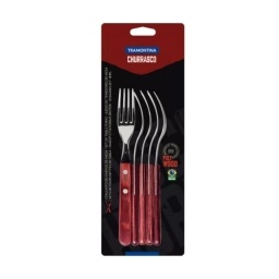 Tenedor de mesa 20.5 cm Chuletero Rojo Polywood Line Set x6