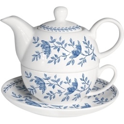 Tetera Cermica Tea for One 275 + 400 ml Diseo flores Azul Selecta