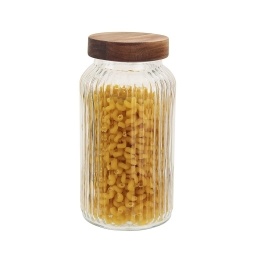 Frasco Recipiente vidrio labrado c/tapa madera 1500 ml