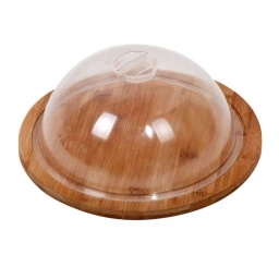 Quesera de madera bamb natural con campana acrlica