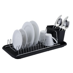 Escurridor con bandeja 44x24x12 cm Acero Cromado Negro Selecta