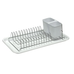 Escurridor de acero cromador con bandeja 44 x 24 x12 cm Blanco Selecta