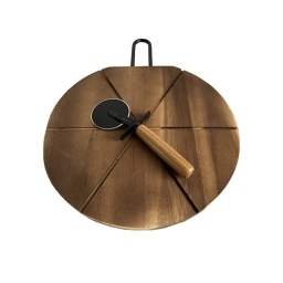 Set tabla madera 31cm con cortador para pizza