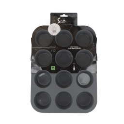 Molde Muffin Silicona  x12 Antiadherente 36x26.5x2.5 cm Gris Selecta