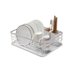 Escurridor de metal con bandeja  41.5x30.5x14 cm Blanco